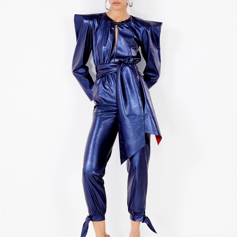 BCBG Maxazria MARCA FAUX LEATHER JUMPSUIT - 4
